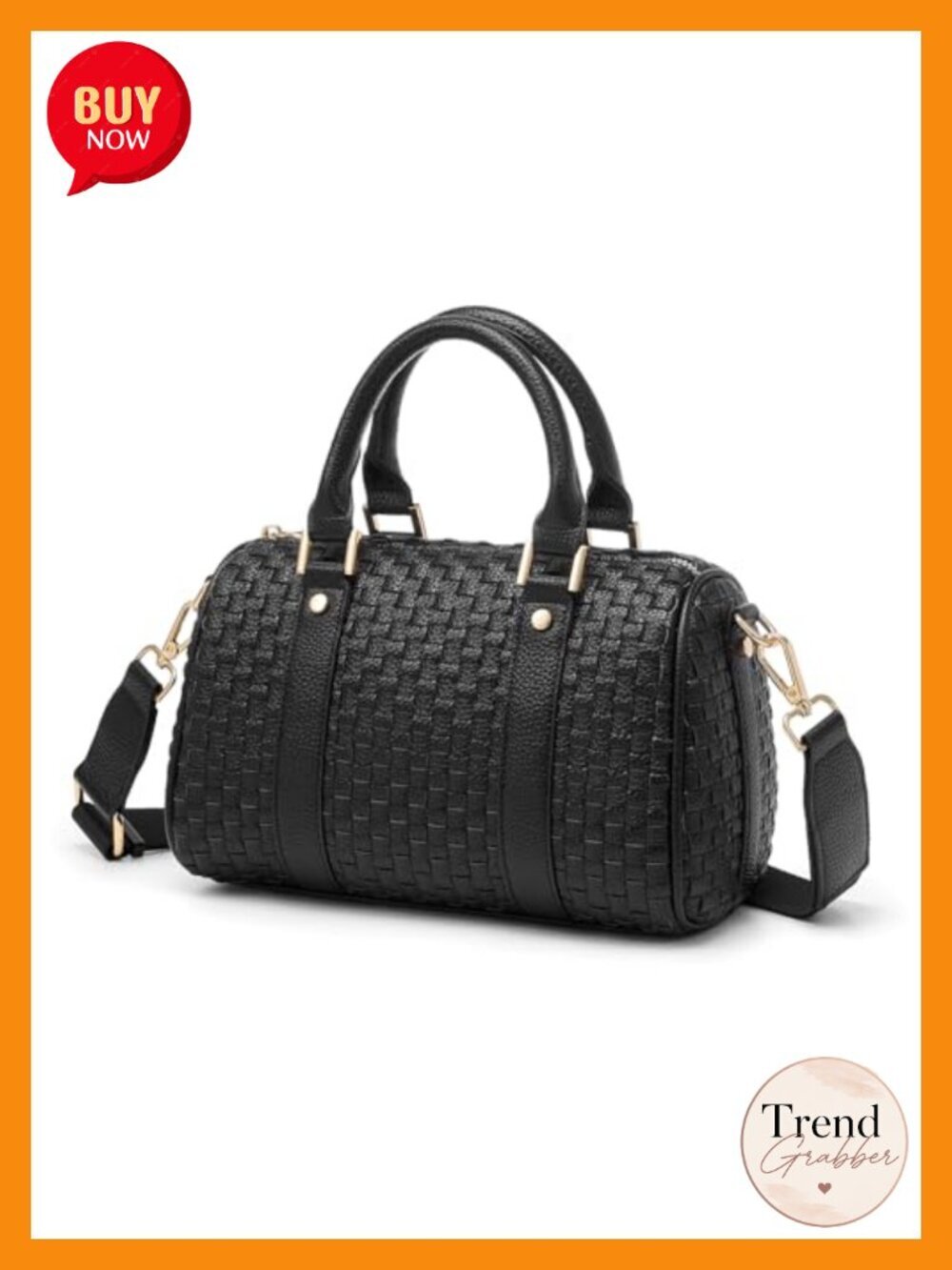 Checkered Woven Vegan Leather Crossbody Bag Satchel Travel Purse